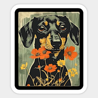 Dachshund Flowers Photo Art Design For Dog Onwer Sticker